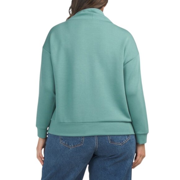 M MAGASCHONI Plus Knit Scuba Funnel Neck Top - Picture 2 of 2